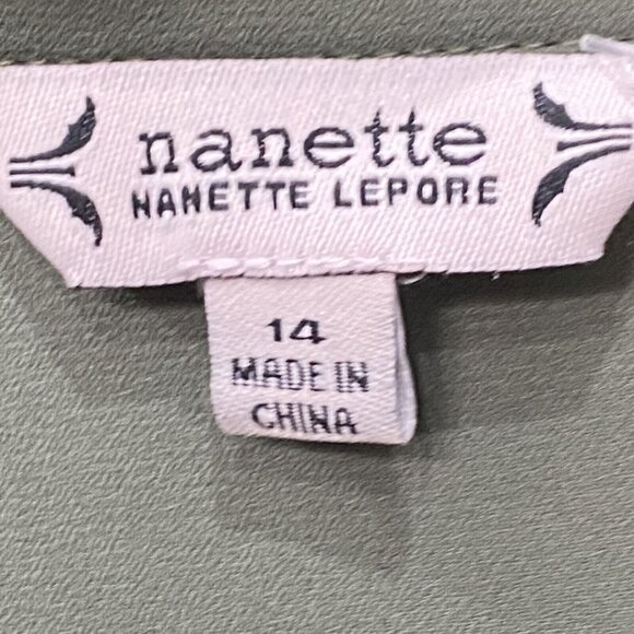 Nanette Lepore Shirt Dress Collared Puff Sleeve Pleated Tie Waist Size 14 NWT - Picture 10 of 11